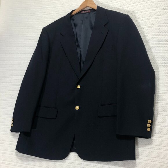 New Castle & York Men's 100 Wool Navy Blue 2 Button Blazer Size 46R - Picture 1 of 8